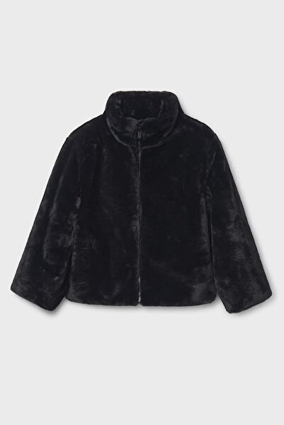 MAYORAL Παλτό από βελούδινο γιακά για κορίτσια - Μαύρο