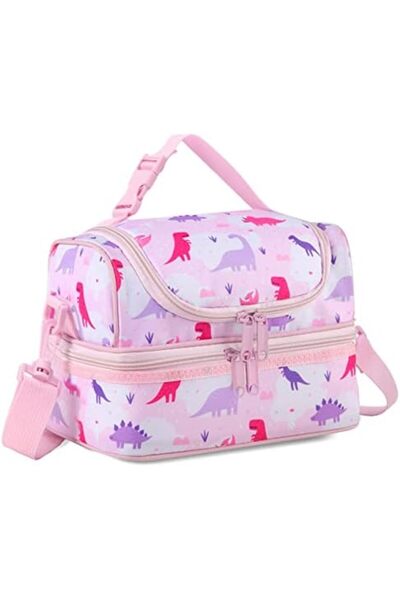 VASCHY Lunch Box Bag Kids, Insulated Two Compartments Cooler Bags for Boys Girls w Shoulder Strap fo