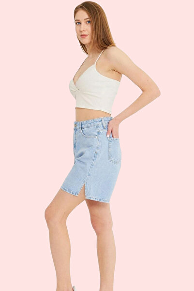 PayBuy شورت برمودا من قماش الدنيم للسيدات ذو قصة واسعة من القطن بنمط مسطح للا...