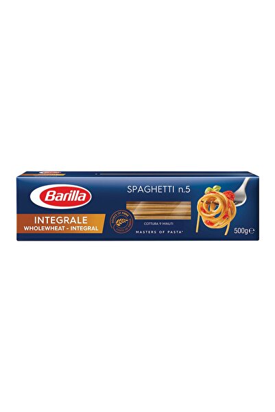 Barilla معكرونة سباغيتي من القمح الكامل رقم 5، 500 غرام، معكرونة غنية بالألياف مصنوعة من القمح القاسي الكامل