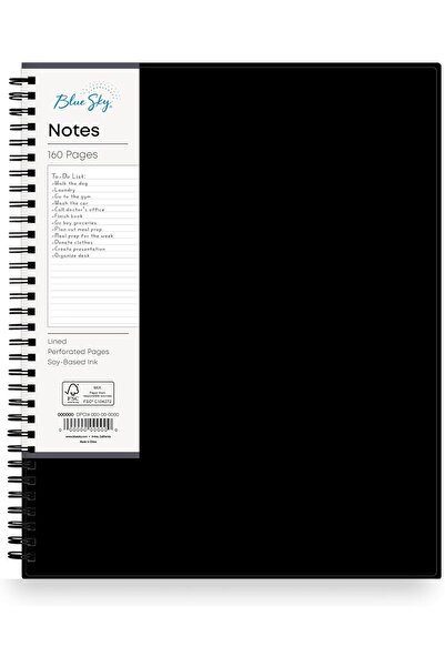 BLUESKY دفتر ملاحظات ذكي احترافي، بربط سلكي، (أسود وأزرق)