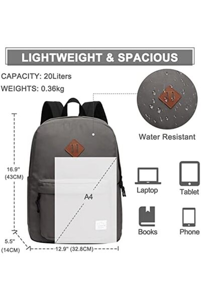 VASCHY Backpack for Women Men, Lightweight School Bag Water Repellent