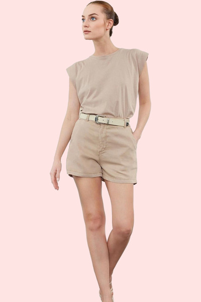 PayBuy Women Fashion City Short Denim Shorts Ribbed Straight Beltless Summer Shorts Daily Use