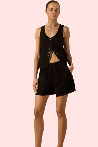 PayBuy Mini pantaloni scurți de in la modă pentru femei, cu picioare largi, t...