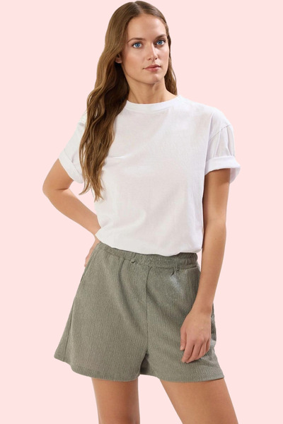 PayBuy Women's Fashion Short Knitted Shorts Pocket Detail Elastic Waist Comfortable Summer Daily Weekend Quality Material