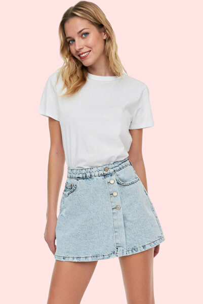 PayBuy Kadın Moda Denim Şort Etek Yüksek Bel Boru Paça Pamuklu Günlük Kombinler Yazlık Şort