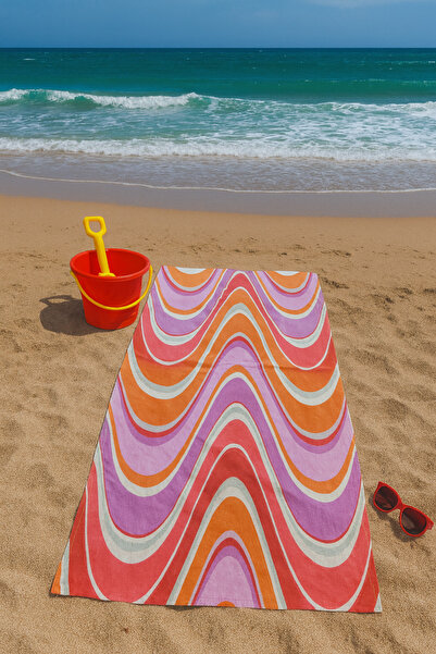 Özdilek Colorful Wave Patterned Soft Beach Towel