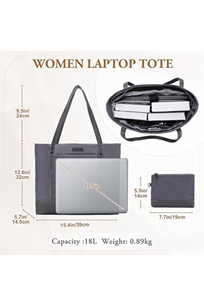 VASCHY Laptop Tote Bag for Women, Large 15.6-inch Computer Teacher Bag Purse Briefcase for Travel, W