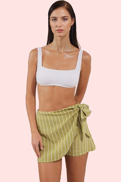 PayBuy Women's Fashion Shorts Skirt Summer Woven Tight Leg Striped Tie-Up Detail Beach Summer Shorts