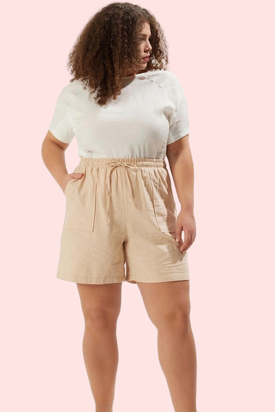 PayBuy Women's Fashion Plus Size Linen Look Shorts Color Comfortable Casual Summer Weekend Durable Material