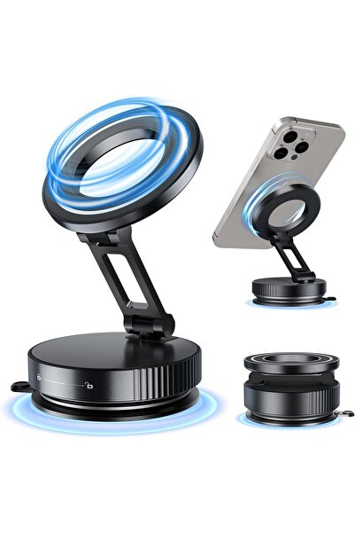 erorex حامل هاتف مغناطيسي للسيارة من ماج سيف، حامل معدني متين مع قاعدة شفط، قابل للتعديل بزاوية 360 درجة، مناسب للجيب