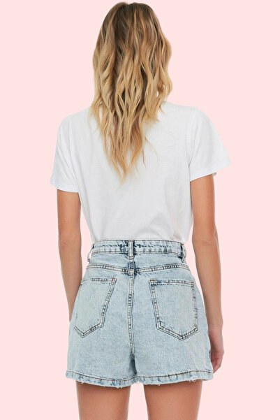 PayBuy Kadın Moda Denim Şort Etek Yüksek Bel Boru Paça Pamuklu Günlük Kombinler Yazlık Şort