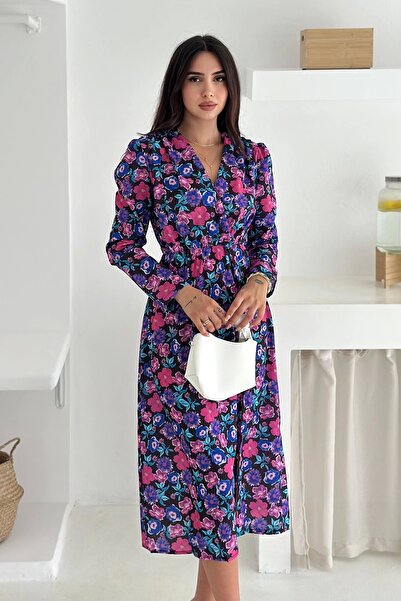 AsprinFashion Φόρεμα με λουλουδάτο σχέδιο μωβ