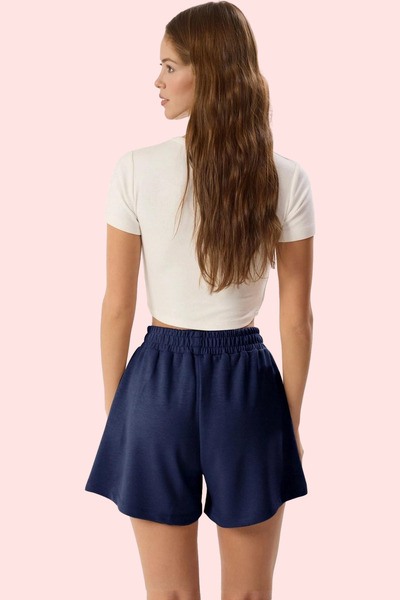 PayBuy Women's Fashion Pocket Detailed Knitted Shorts Elastic Waist Comfortable Casual Summer Weekend Where Style Meets