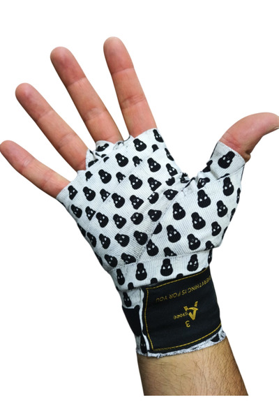 A³Store Boxing Bandage, Hand Wrap, Wrist and Hand Protector, Elastic Bandage, Small Skull Black 3.5 Meters