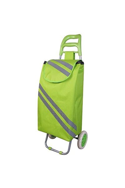 SGTT Green shopping trolley, PE/PVC, max 30 kg, dimensions 35 x 30 x 96 cm, reflective strips