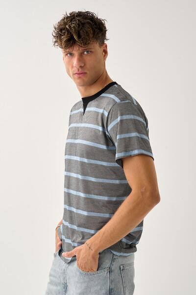 ALEXANDERGARDI Ανδρικό μπλουζάκι με ριγέ Crew Neck