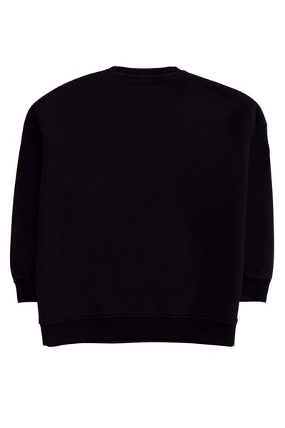 ww waka waka kids store Crew Neck Front Printed Sweatshirt - Black - 13-14 Years