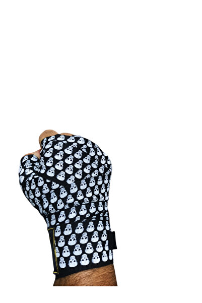 A³Store Επίδεσμος πυγμαχίας, επίδεσμος χεριών 3,5 μέτρων, προστατευτικό καρπού και χεριού, ελαστικός επίδεσμος, μικρός κρανίος μαύρο