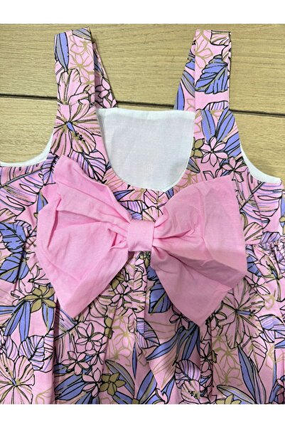 Tk Tela Kids Kiz Dress 2/5 Age Range Blue Color Flower Printed Suspender Dress Chest White Flower Back