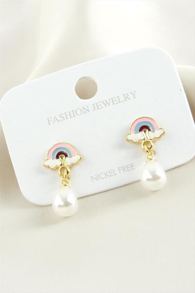 Marsilyan Rainbow Enamel Pearl Earrings