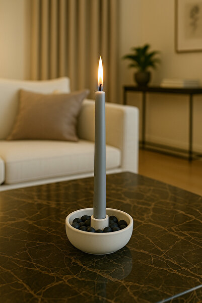 Neydin Home Lüks Tekli Büyük Şamdanlık – Minimalist Geniş Mumluk