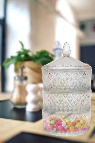 No8 Home Delisoga 3-Tier Glass Cookie Jar Royaleks-PAK-417