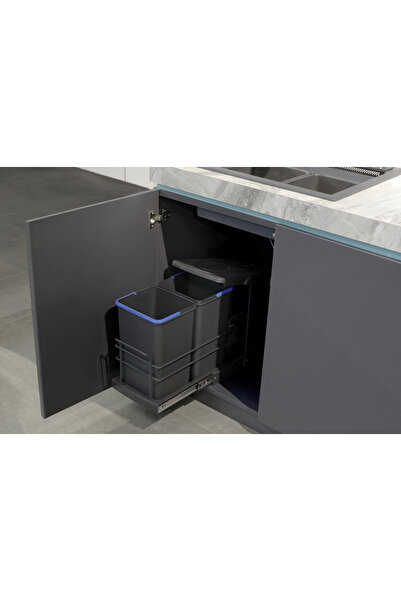 Pyramith P9153 TELESKOPİK RAYLI ÇÖP KOVASI 12+12LT ANTRASİT