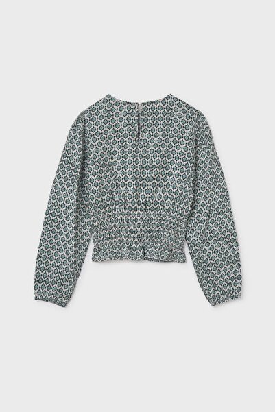 MAYORAL Μπλούζα για κορίτσια με γεωμετρικό σχέδιο με μανίκια μπαλόνι - Πράσινο Καγκλά