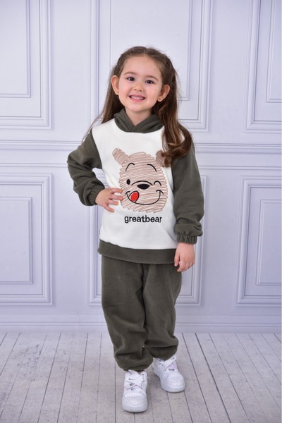 ruhaay Polar Bear Embroidery Hoodie Winter Long Sleeve Bottom Top Children's Suit