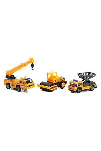 Mixbo Set 3 masinute inginerie Mixbo, model 4, plastic/metal, 8 cm, 3 ani +, galben