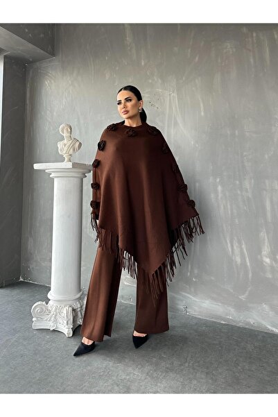 newmisal KADIN TAKMA ÇİÇEK DETAYLI PANÇO TAKIM