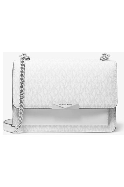 Michael Kors Jade Women's Bag with Silver Chain, White