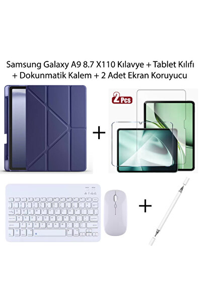 Yesnıce Samsung Galaxy A9 8.7 x110 Uyumlu Standlı Kılıf Ve Dokunmatik Kalem Ve Klavye ve Mouse
