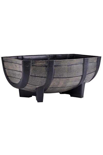 SGTT Ghiveci decorativ din plastic Natur, semi-butoi, pentru terase sau grădini, 41,5x30x19cm