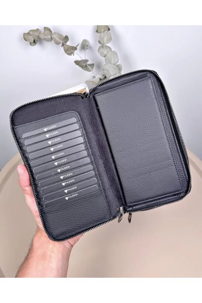 Fil Deri Genuine Leather Double Zipper Men's Handbag 2102