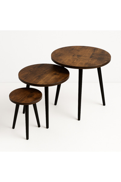 l'elefante 3 Piece Wooden Nesting Coffee Tables Durable Round Sofa Side, Bedside & Accent Tables