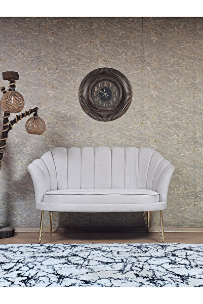 ZAFİR İkili İstiridye Gold Kaplama Telli Ayak Çay Seti Koltuk Tekli Berjer , İkili Berjer Koltuk