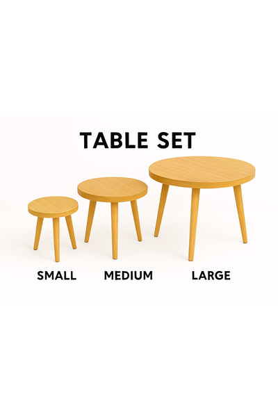 l'elefante 3 Piece Wooden Nesting Coffee Tables Durable Round Sofa Side, Bedside & Accent Tables