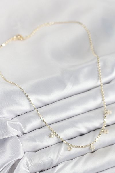 SeyCey.co Brass Zircon Stone Star Crushed Chain Model Gold Color Women's Necklace