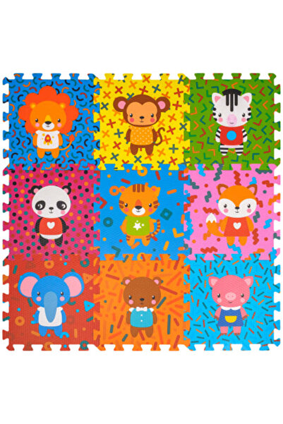 FizioTab Covoras Puzzle FizioTab® din spuma EVA, 9 piese, Model Animale, 86x8...