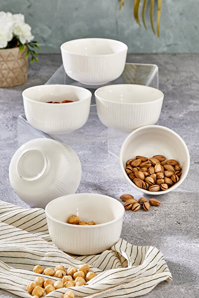 Cooker Set of 6 10 cm Serrated Porcelain Bowls – Snack Bowl, Appetizer, Dessert and Presentation Bowl