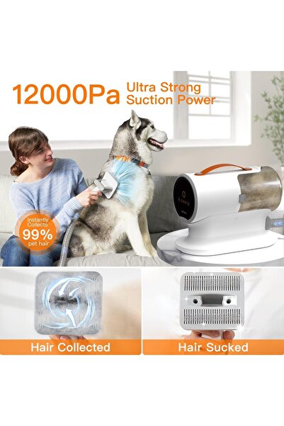 AIRROBO Dog Grooming Vacuum Kit PG100 - 12000Pa Strong Pet Hair Vacuum With 2L Capacity