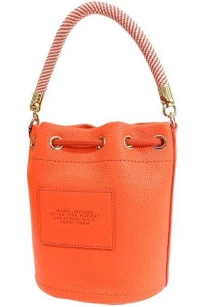 Marc Jacobs leather bucket bag, orange, 17x14x14 cm, detachable strap