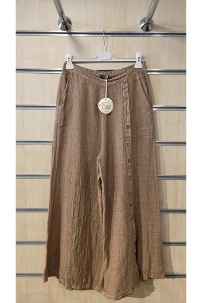 Park Moda Italian Linen Trousers with Button Detail