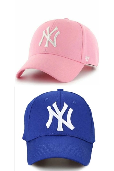 awix Sports Unisex Ny Embroidered Cotton (2-Piece White and Pink Color Suit) Adjustable Back Hat Cap