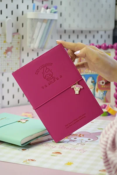 Victoria's Journals My Melody Vegan Leather Daily 13X18 cm Lined Notebook with Elastic – Charm Ornament Detail