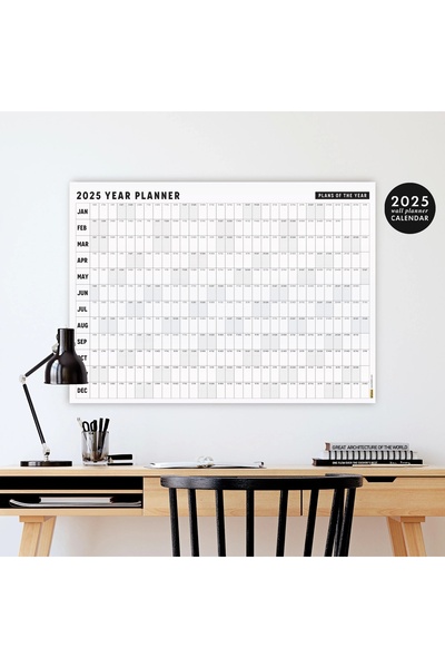 bi'aldım 2026 Yıllık Planlayıcı Duvar Takvimi, Aylık Planlayıcı Aile Takvimi, Siyah Beyaz Yatay Takvim