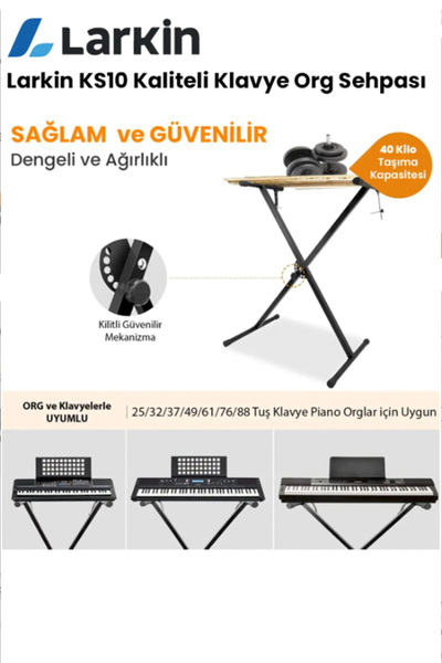 Larkin KS10 Profesyonel Kaliteli 7 Kademeli Klavye Org Sehpası (Sabitleme Kayışlı) (40KG TAŞIMA KAPASİTESİ)