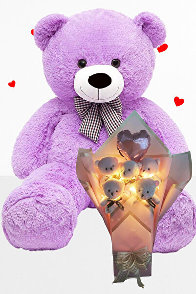 Solemia Big 90 cm Peluş Ayı ve LED Işıklı Pembe Balonlu Romantik Peluş Ayıcık...